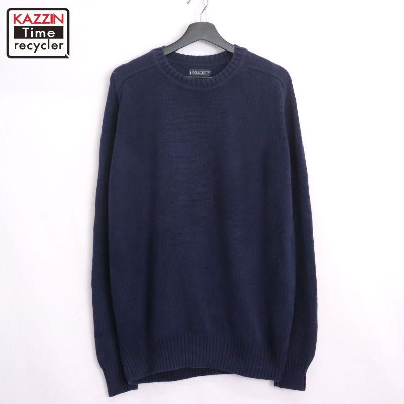 90s USA製 vintage LANDS' END 無地 コットン ニットセーター