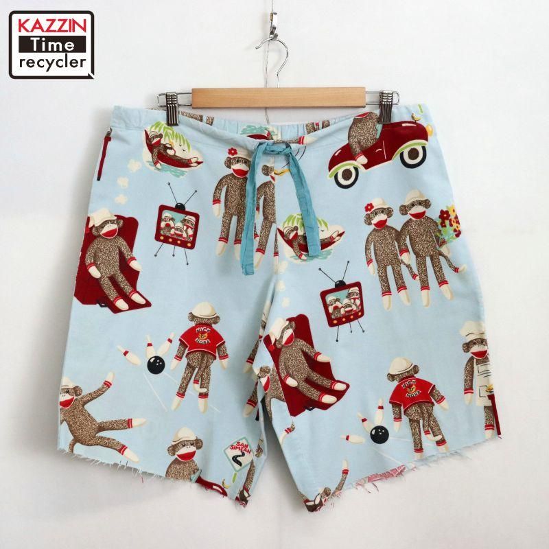 118セット① 00s Nick & Nora ニック＆ノラ 総柄 カットオフ パジャマ