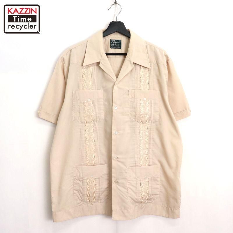 80s vintage オープンカラー キューバシャツ メンズ Lサイズ相当