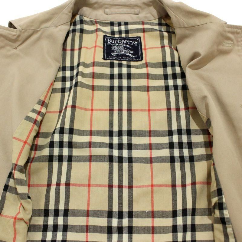 90s イギリス製 vintage BURBERRY 裏地チェック コート メンズ L