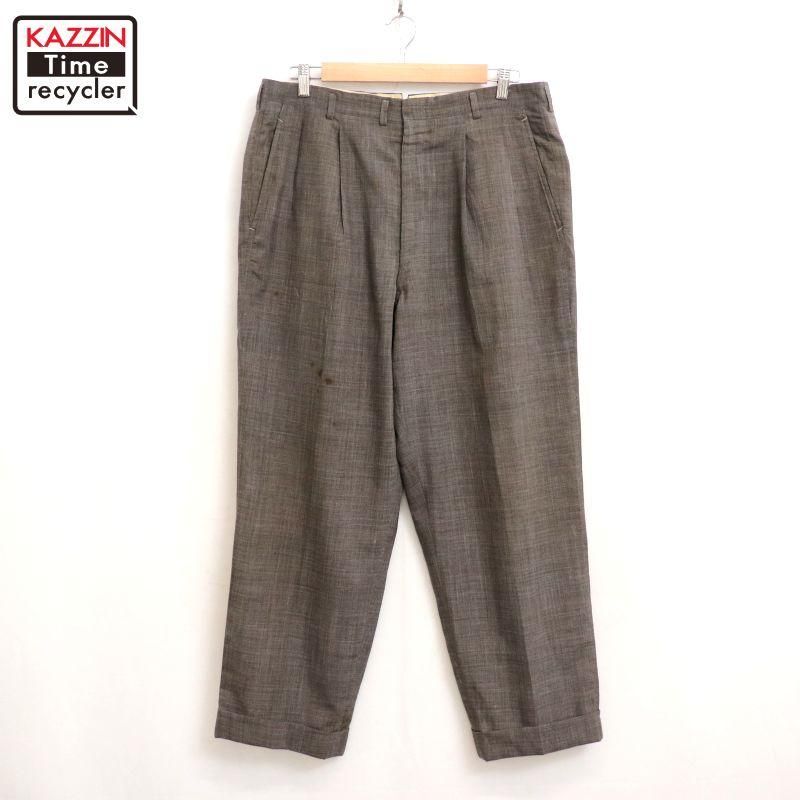 80s Vintage ヘリンボーン 絣 スラックス L相当