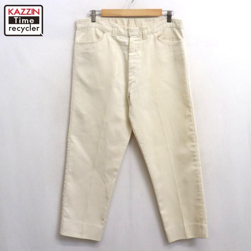 60s vintage ストライプ柄 コットン スラックスパンツ メンズ L