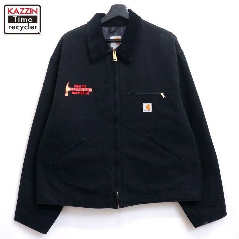 極美品■carhartt【2XL】デトロイトジャケット ダック ブランケット 黒 00s USA製 Carhartt BLK 裏地ブランケット デトロイト ダック