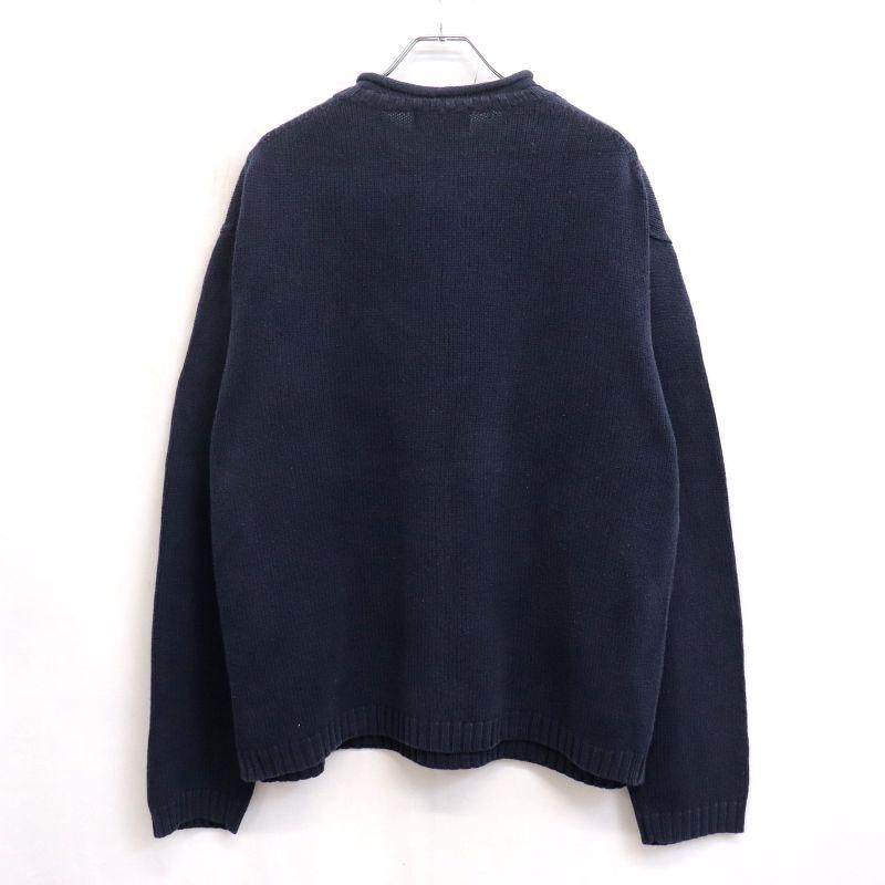 00s Eddie Bauer 無地 ロールネック コットン ニットセーター