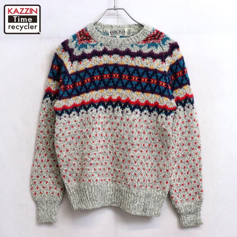 90s USA製 vintage Protege COLLECTION 総柄 3D ニットセーター