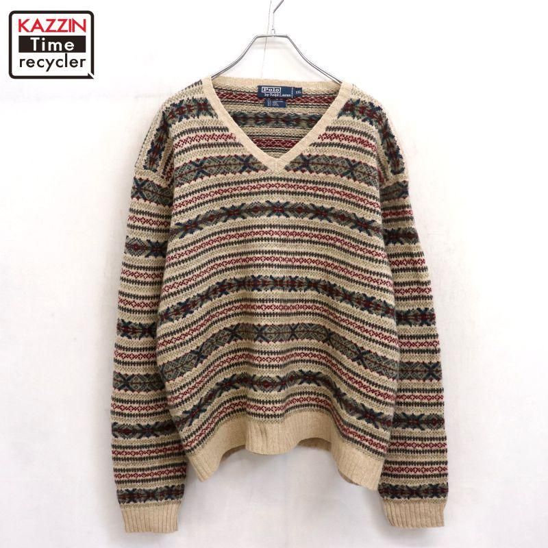 90s vintage RALPH LAUREN ޥܡ Vͥå ˥åȥ  ɽXXL