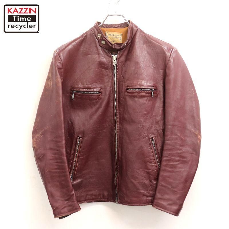 70s vintage British cycle Leather ���ե��졼���� ���󥰥�饤���������㥱�å� ��� M����������