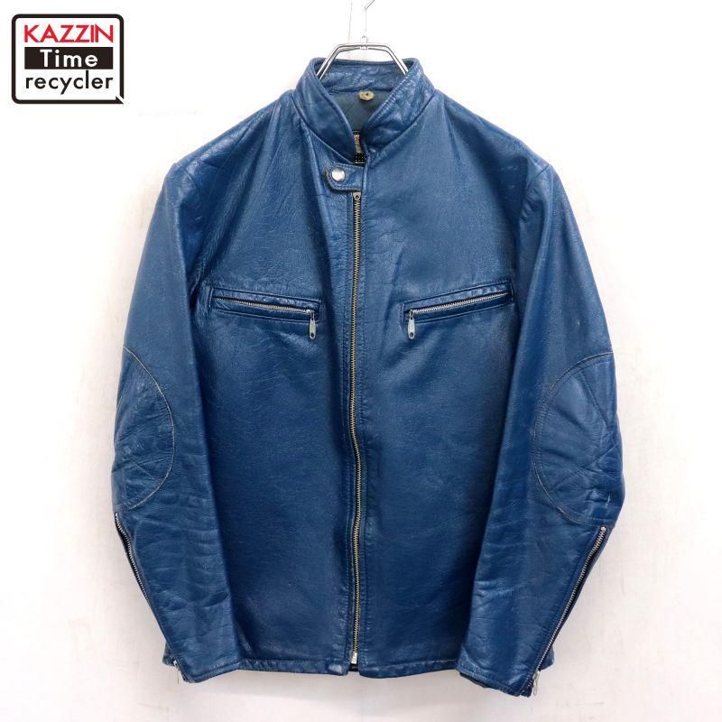 60s vintage BATES ベイツ 無地 逆ハ レザージャケット メンズ 表記L