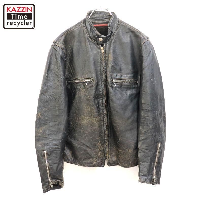 80s vintage 裏地キルティング レザー ライダースジャケット メンズ M