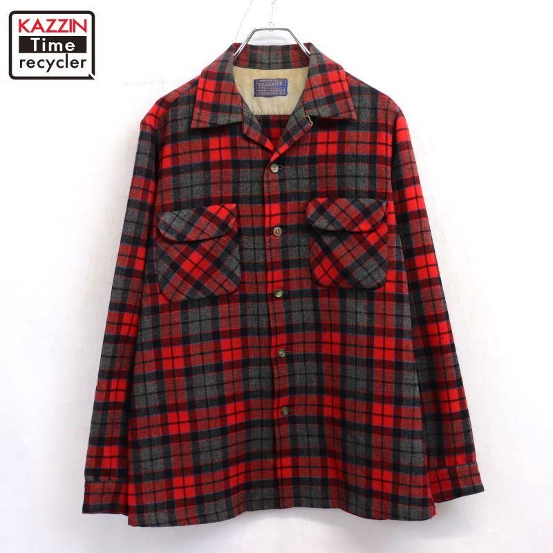 50s USA�� vintage PENDLETON �����å��� �ܡ��ɥ���� ������ �����ץ󥫥顼 Ĺµ����� ��� ɽ��M������