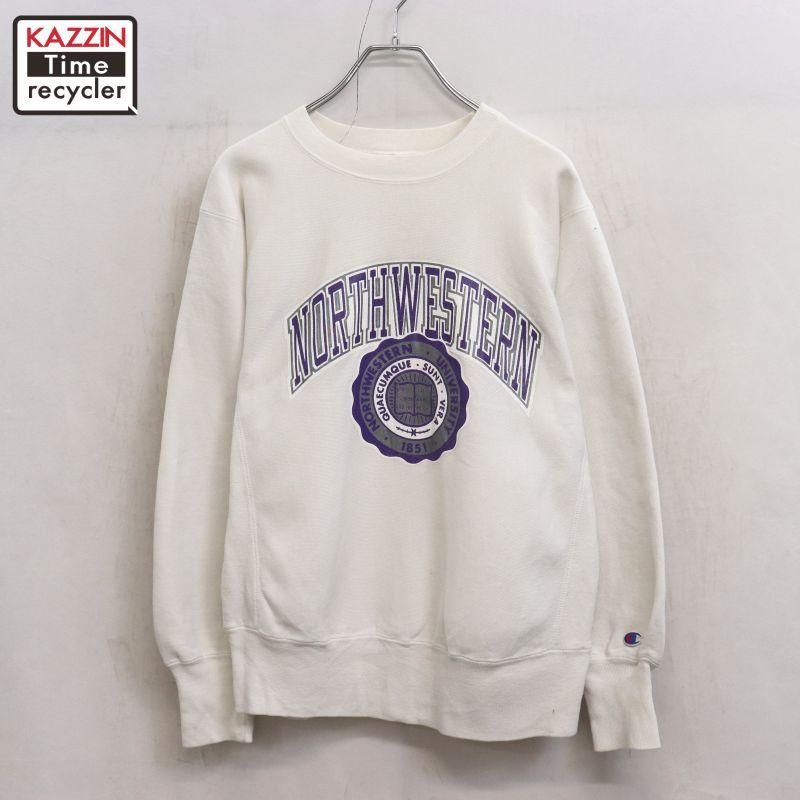 70s USA製 vintage Champion 3段プリント カレッジ 単色タグ リバース