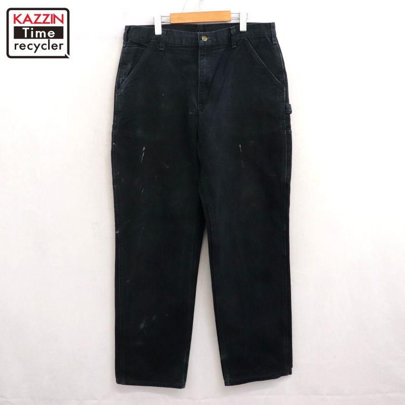 00s美品 Dickies ダッグ地 ブラックペインターパンツ W34L30 00s Dickies ダック ブラック ペインターパンツ メンズ 表記34×32