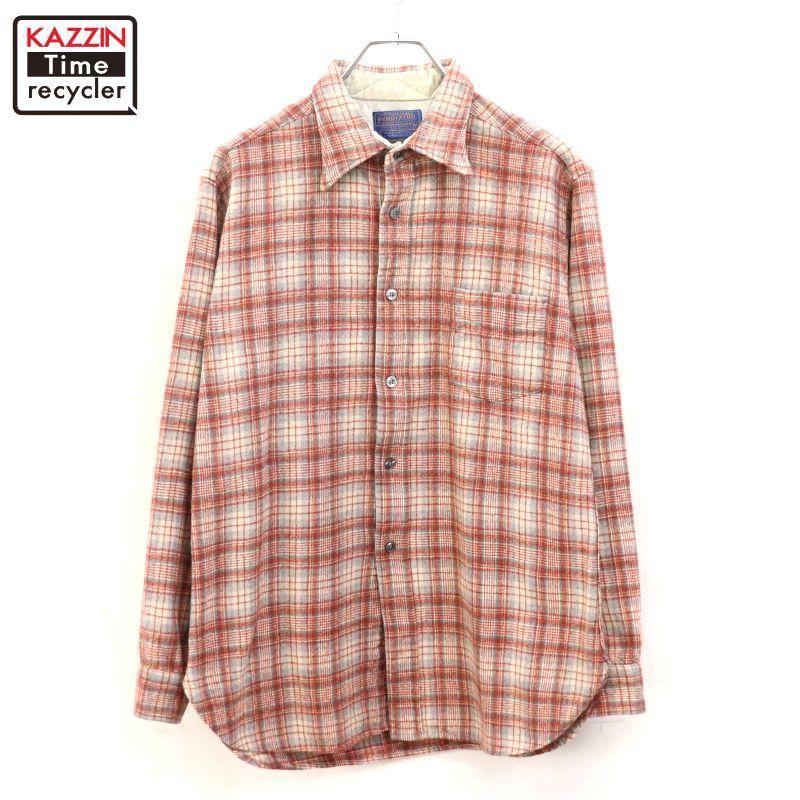 70s USA�� vintage PENDLETON �����å��� ������ Ĺµ����� ��� ɽ��L������