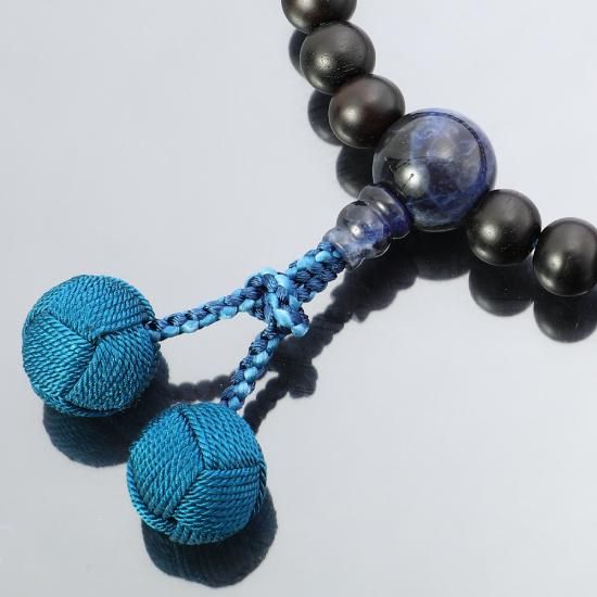 数珠 男性用 黒檀 27玉 大玉ソーダライト仕立 - 数珠屋 念珠堂