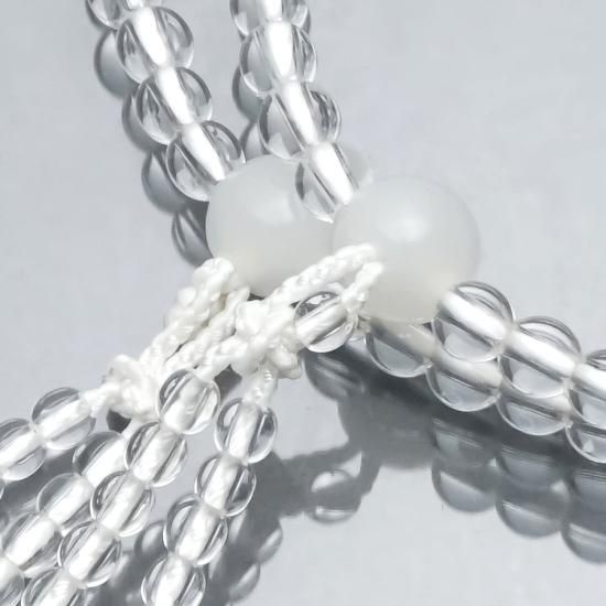 真言宗 女性用 数珠 | 本水晶 白瑪瑙(しろめのう)仕立 八寸