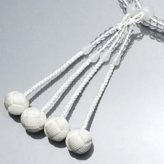 真言宗 女性用 数珠 | 本水晶 白瑪瑙(しろめのう)仕立 八寸 - 数珠屋