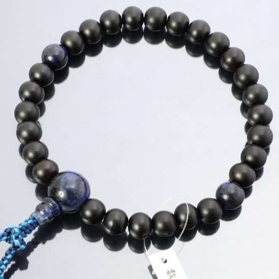 数珠 男性用 黒檀 27玉 大玉ソーダライト仕立 - 数珠屋 念珠堂