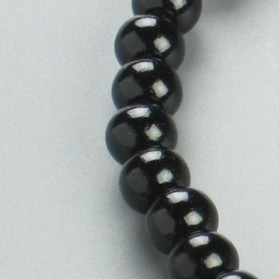 数珠 女性用 黒檀(こくたん) 約7mm ローズクォーツ二天 正絹房(しょうけんふさ)の写真