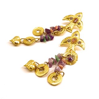 Vintage Gold Color Stone Drop Earrings