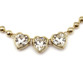 80s Vintage Heart Rhinestone Ball Chain Necklace