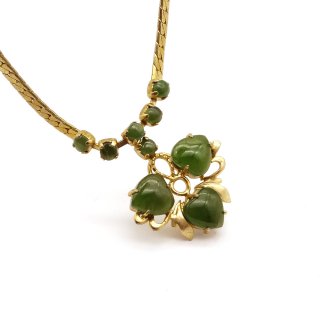 Vintage Flower Motif Jade Necklace