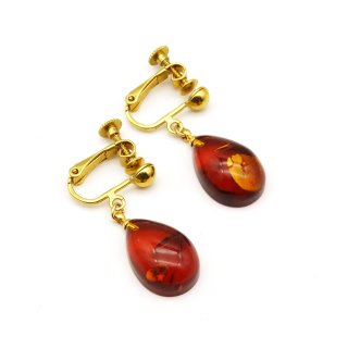 Vintage Amber Gold Earrings 