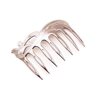 Vintage Silver Tone Carving Hair Comb