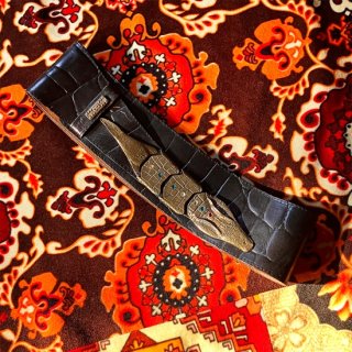 BASILE Italy Leather Crocodile Motif Vintage Belt