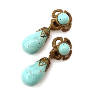 70s Vintage Turquoise Color Drop Earrings