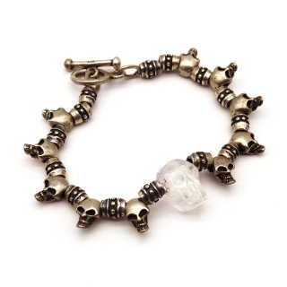 Vintage Silver 925  Crystal Skeleton Charm Bracelet