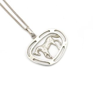 Vintage Silver 925 Horse Motif Necklace