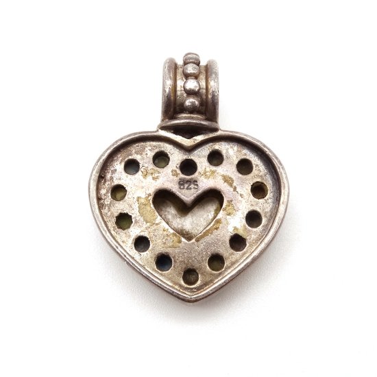 Vintage Silver 925 Heart Color Stone Pendant Top