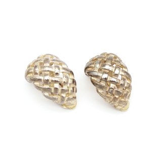 80s GIVENCHY Vintage Silver Basket Weave Earrings