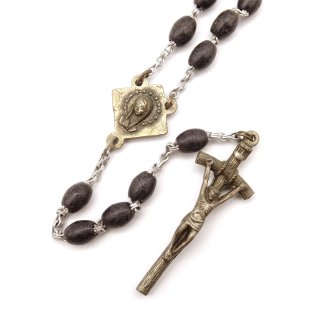 50s Vintage Italian Rosary Black Beads  Crucifix