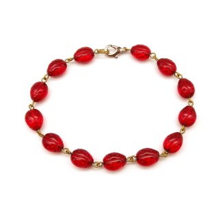 Vintage Ladybug Red Czech Glass Bracelet