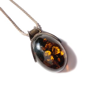 80s Vintage Amber Silver 925 Necklace