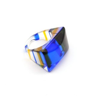 80s Vintage Clear Blue Acrylic Retro Ring