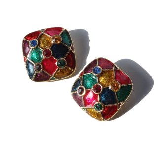 70s Vintage Multicolor Enamel Earrings