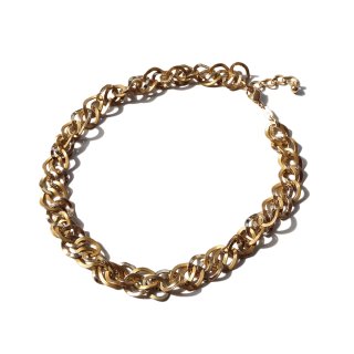 80s Vintage Gold Tone Design Chain Necklace 