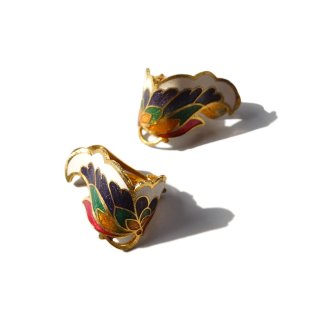 80s Vintage Butterfly Motif Cloisonne Earrings