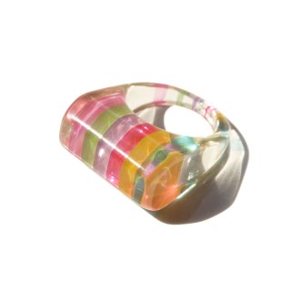 80s Vintage Clear Rainbow-colored Acrylic Retro Ring