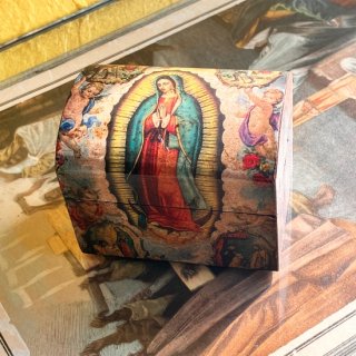 Mexico Decoupage Virgin of Guadalupe Old Wooden Mini Box 