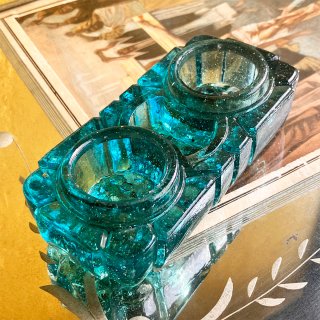 Antique Blue Glass Ink Bottle