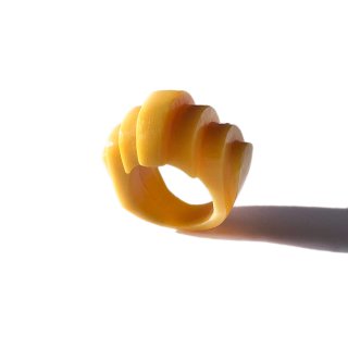 70s Vintage Old Plastic Yellow Design Ring