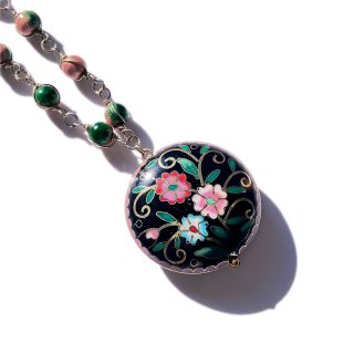 70s Vintage Cloisonne Ware Flower Design Necklace