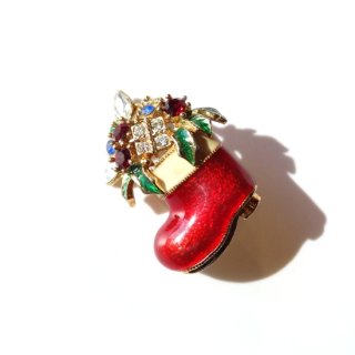 80s Vintage Christmas Boots  Poinsettia Brooch
