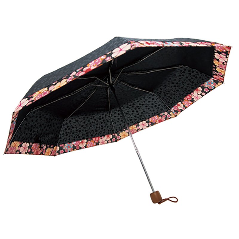 UVカット折りたたみ傘「華まどか　花柄-赤」