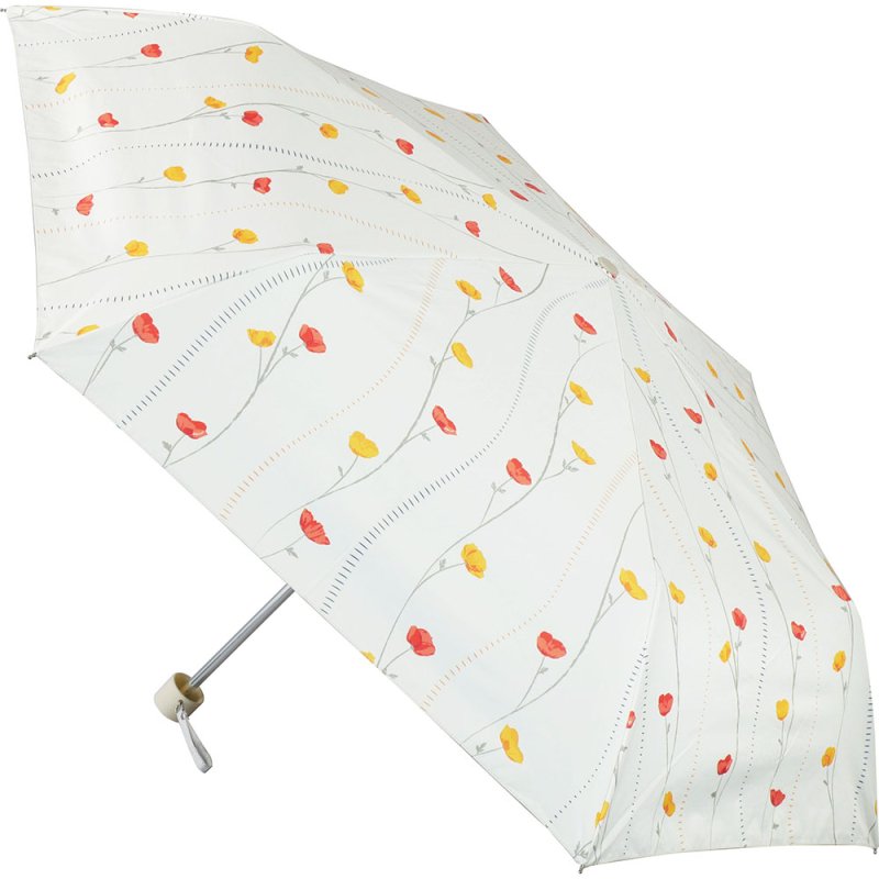ニフティーフラワー「ひなげし　アイボリー」UVカット率99％　晴雨兼用折りたたみ傘　55�　花柄