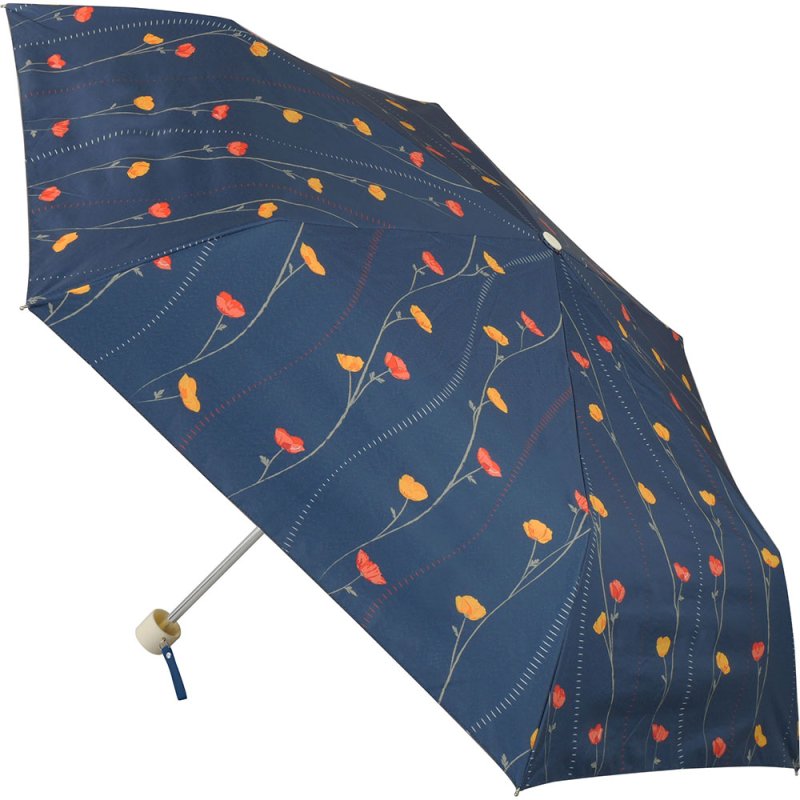 ニフティーフラワー「ひなげし　ネイビー」UVカット率99％　晴雨兼用折りたたみ傘　55�　花柄