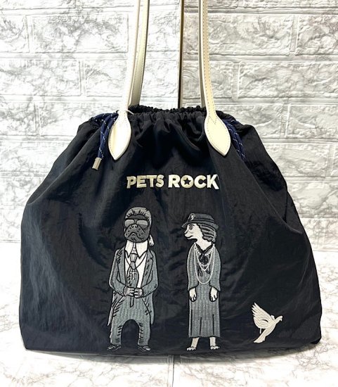 kyoemeguroの刺繍カジュアルバック・PETS ROCK ＊コミックトート